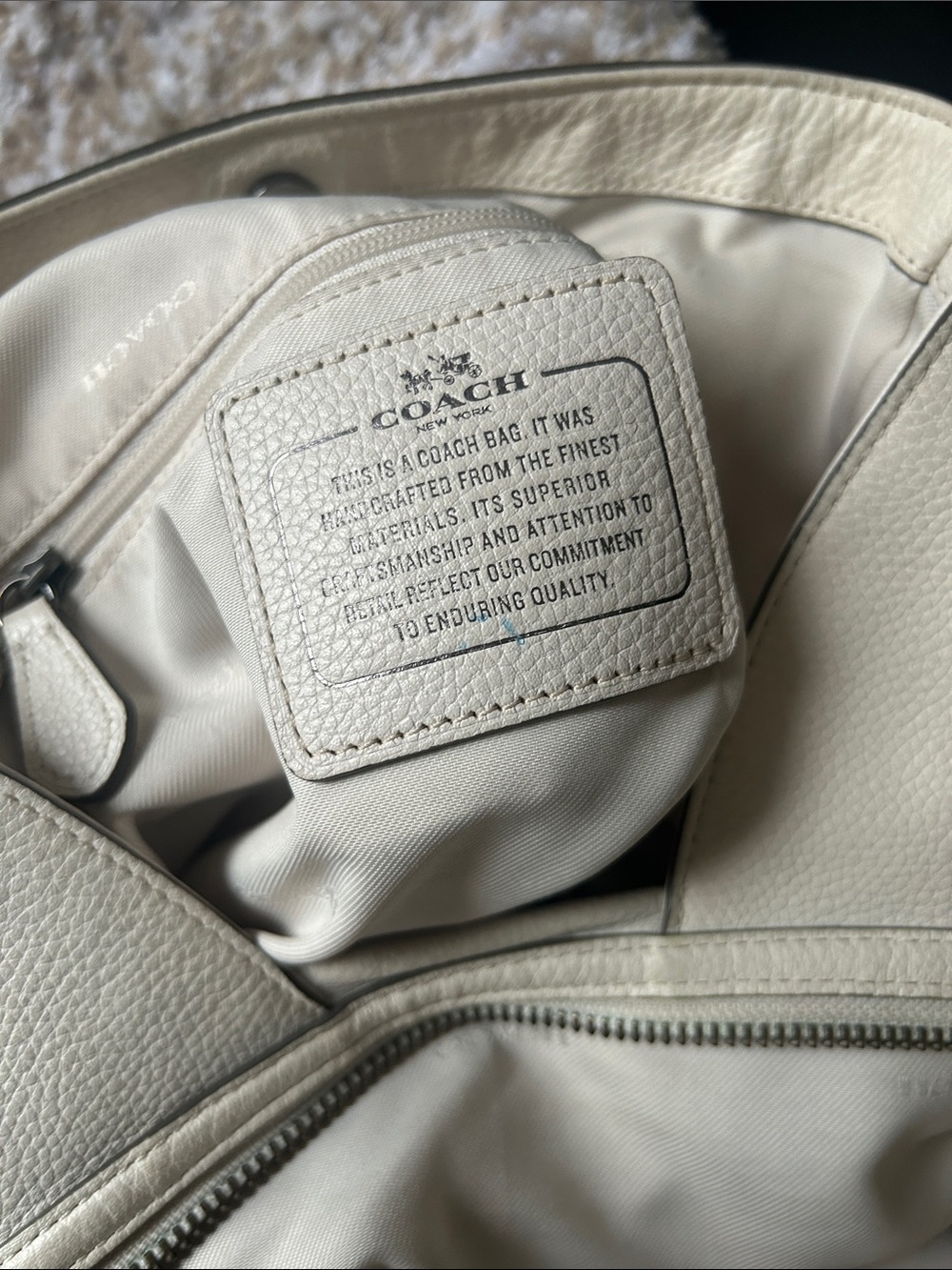 Coach Ivory Pebbled Leather Studded Shoulder Bag - Picture 5 of 9